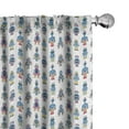 thumbnail image 1 of Ambesonne Funny Curtains, Repetitive Minimal Robots, Pair of 28"x84", Sea Blue Orange and Dark Pink, 1 of 4