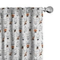 thumbnail image 1 of Ambesonne Funny Curtains, Retro Bunny Rabbits, Pair of 28"x84", Orange White, 1 of 5