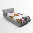 thumbnail image 1 of Ambesonne Funny Fitted Sheet, Folkloric Fish Family, Twin XL Size, Multicolor, 1 of 2