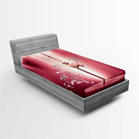 Ambesonne Funny Fitted Sheet, Monkey on a Pole Whiskey, Twin XL Size, Magenta Pale Brown