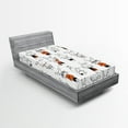 thumbnail image 1 of Ambesonne Funny Fitted Sheet, Retro Bunny Rabbits, Twin Size, Orange White, 1 of 2