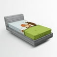 thumbnail image 1 of Ambesonne Funny Fitted Sheet, Shower and Hedgehog, Twin Size, Green Pale Blue, 1 of 2