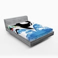 thumbnail image 1 of Ambesonne Funny Fitted Sheet, Whale with Sunglasses, Queen Size, Black Blue, 1 of 3