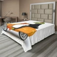 thumbnail image 1 of Ambesonne Funny Flat Sheet, Italian Frog Motorcycle, Full Size, Green Black Orange, 1 of 1