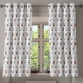 thumbnail image 1 of Ambesonne Funny Grommet Curtain, Retro Bunny Rabbits, 50" x 63", Orange White, 1 of 6