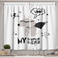 thumbnail image 1 of Ambesonne Funny Kitchen Curtains, Dog in Super Hero Costume, 55"x30", Pale Grey and Dark Night Blue, 1 of 3