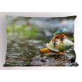 thumbnail image 1 of Ambesonne Funny Pillow Sham, Frog Above the Snail, 36" X 20", Multicolor, 1 of 2