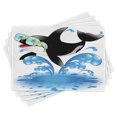 thumbnail image 1 of Ambesonne Funny Place Mats Set of 4, Whale with Sunglasses, Standard Size, Black Blue, 1 of 6