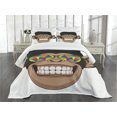 thumbnail image 1 of Ambesonne Funny Quilted Bedspread Set 3 Pcs, Hipster Monkey Glasses, Queen Size, Brown Black White, 1 of 5