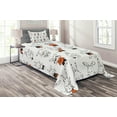 thumbnail image 1 of Ambesonne Funny Quilted Coverlet 2 Pcs, Retro Bunny Rabbits, Twin Size, Orange White, 1 of 2