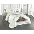 thumbnail image 1 of Ambesonne Funny Quilted Coverlet 3 Pcs, Dog Upside down Relax, King Size, White Brown, 1 of 4