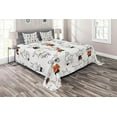 thumbnail image 1 of Ambesonne Funny Quilted Coverlet 3 Pcs, Retro Bunny Rabbits, King Size, Orange White, 1 of 2