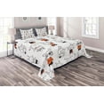 thumbnail image 1 of Ambesonne Funny Quilted Coverlet 3 Pcs, Retro Bunny Rabbits, Queen Size, Orange White, 1 of 2