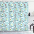 thumbnail image 1 of Ambesonne Funny Shower Curtain, Penguin Snowman Ice Floe, 69"Wx70"L, Multicolor, 1 of 3
