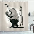 thumbnail image 1 of Ambesonne Funny Shower Curtain, Simple Art Showering Bear, 69"Wx75"L, Pale Tan and Taupe Grey, 1 of 4