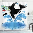 thumbnail image 1 of Ambesonne Funny Shower Curtain, Whale with Sunglasses, 69"Wx75"L, Black Blue, 1 of 5