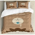 thumbnail image 1 of Ambesonne Funny Sloth Duvet Cover Sets, Animal Coffee, 2-Queen, Warm Taupe Beige, 1 of 3