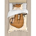 thumbnail image 1 of Ambesonne Funny Sloth Duvet Cover Sets, Lazy Animal Smiling, 2-Twin, Champagne Persian Orange, 1 of 4