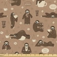 thumbnail image 1 of Ambesonne Funny Sloth Fabric by the Yard Upholstery, Coffee and Lazy Animal, 3 Yards, Umber Beige Warm Taupe, 1 of 1