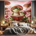 thumbnail image 1 of Ambesonne Funny Tapestry King Size, Mushroom Smiling Frog Family, 104"x88", Coral Lime Green and Caramel, 1 of 3