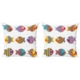 thumbnail image 1 of Ambesonne Funny Throw Pillow Cover 2 Pack, Folkloric Fish Family, 18", Multicolor, 1 of 2