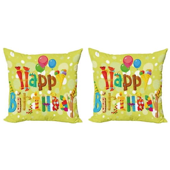 Ambesonne Funny Throw Pillow Cover 2 Pack, Ice Cream Candies, 18", Multicolor