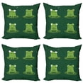 thumbnail image 1 of Ambesonne Funny Throw Pillow Cover 4 Pack, Frogs in Pond Lily Pad, 18", Hunter Green, 1 of 5