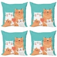 thumbnail image 1 of Ambesonne Funny Throw Pillow Cover 4 Pack, Kitty Couple Happy, 18", Multicolor, 1 of 5