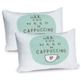 thumbnail image 1 of Ambesonne Funny Words Pillow Sham 2 Pack, Coffee Words Heart, 36"x20", Dark Brown Pale Pink, 1 of 3