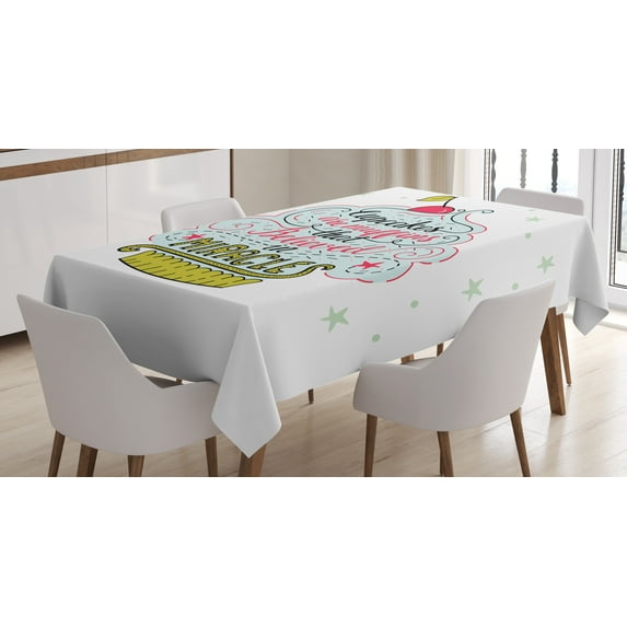 Ambesonne Funny Words Tablecloth Rectangular Table Cover, Cupcake, 52"x70", Multicolor