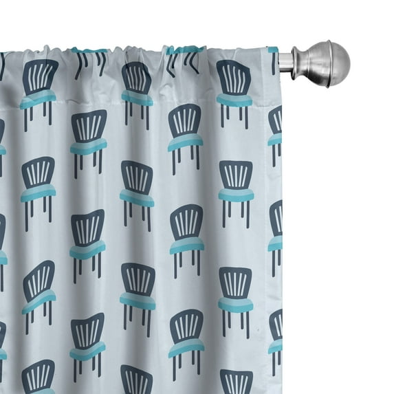 Ambesonne Furniture Window Curtains, Repeating Armchairs Art, Each 28" W x 63" L, Deep Sky Blue and Dark Grey