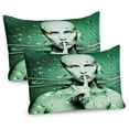 thumbnail image 1 of Ambesonne Futuristic Pillow Sham 2 Pack, Robot Girl in Glass, 26"x20", Green Green, 1 of 3