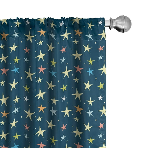 Ambesonne Galaxy 4-Panel Curtains, Multicolored Stars Pattern, 56"x84", Pale Orange Dark Teal