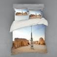 thumbnail image 1 of Ambesonne Galaxy Bedding Set 4 Pcs, Planet Town Wars Image, Queen, Brown Blue, 1 of 3
