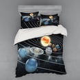 thumbnail image 1 of Ambesonne Galaxy Bedding Set 4 Pcs, Solar System Sun Planets, Queen, Black Grey, 1 of 3