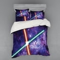 thumbnail image 1 of Ambesonne Galaxy Bedding Set 4 Pcs, Space Clash, Queen, Red Blue and Black, 1 of 2