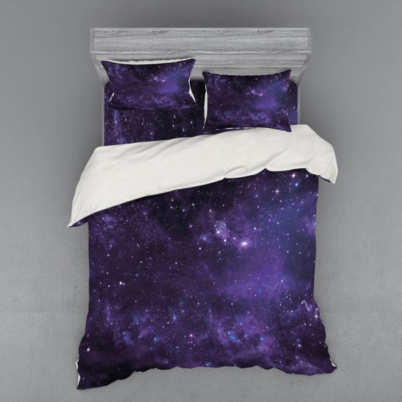 Ambesonne Galaxy Bedding Set 4 Pcs, Starway View, Queen, Black Navy Blue
