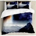 thumbnail image 1 of Ambesonne Galaxy Duvet Cover Set, Science Fiction Nature, Queen, Purple Black Orange, 1 of 6