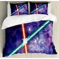 thumbnail image 1 of Ambesonne Galaxy Duvet Cover Set, Space Clash, 2-Calking, Red Blue and Black, 1 of 7