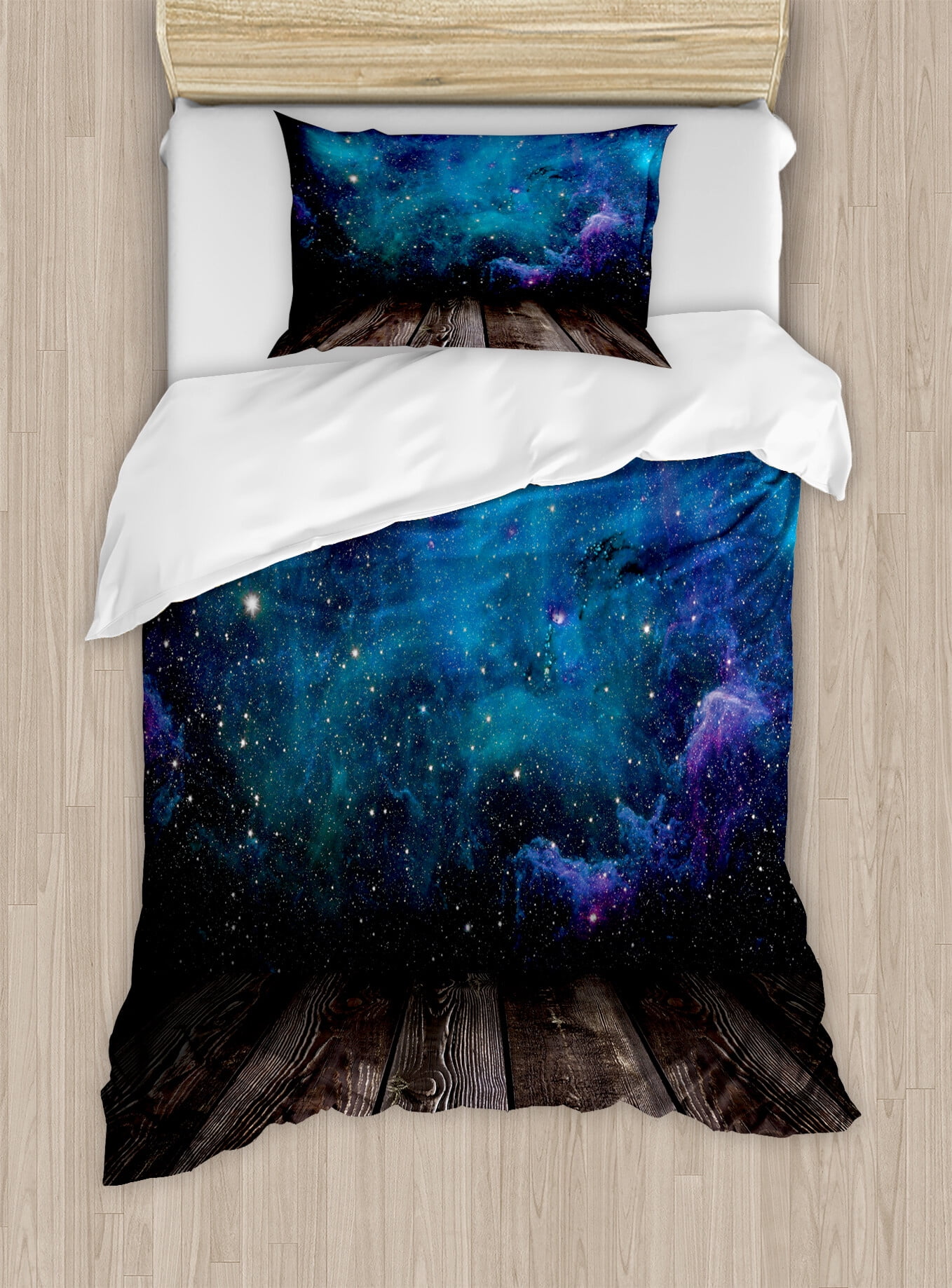 Twin Size Purple Blue Galaxy Duvet Cover Set