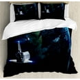 thumbnail image 1 of Ambesonne Galaxy Duvet Cover Set, Spaceship Earth Fiction, 2-Calking, Navy Blue Grey, 1 of 7