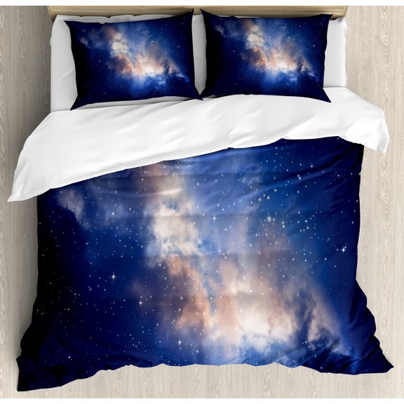 Ambesonne Galaxy Duvet Cover Sets, Immense Space Hole View, 2-King, Navy Blue