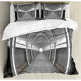 thumbnail image 1 of Ambesonne Galaxy Duvet Cover Sets, Oval Alien Life Cosmos, 2-Queen, Grey, 1 of 3