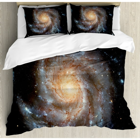 Ambesonne Galaxy Duvet Cover Sets, Star Disc in Huge Space, 2-King, Black Beige Violet