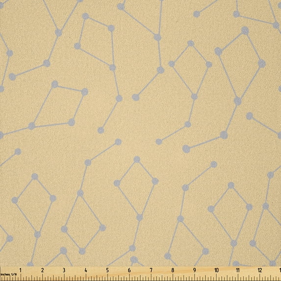 Ambesonne Galaxy Fabric by the Yard Microfiber, Linear Constellation Print, 10 Yards, Pastel Brown Pale Grey