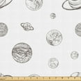 thumbnail image 1 of Ambesonne Galaxy Fabric by the Yard Upholstery, Astronomy Planets Sketching, 3 Yards, White and Pale Taupe, 1 of 1