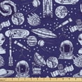 thumbnail image 1 of Ambesonne Galaxy Fabric by the Yard Upholstery, Satellite Astronaut Planet, 5 Yards, Indigo and Pale Ceil Blue, 1 of 5