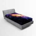thumbnail image 1 of Ambesonne Galaxy Fitted Sheet, Alluring Nebula Stars, Twin Size, Black Purple and Yellow, 1 of 3
