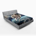 thumbnail image 1 of Ambesonne Galaxy Fitted Sheet, Astronaut Floats Outer Space, Full Size, Grey Blue, 1 of 3