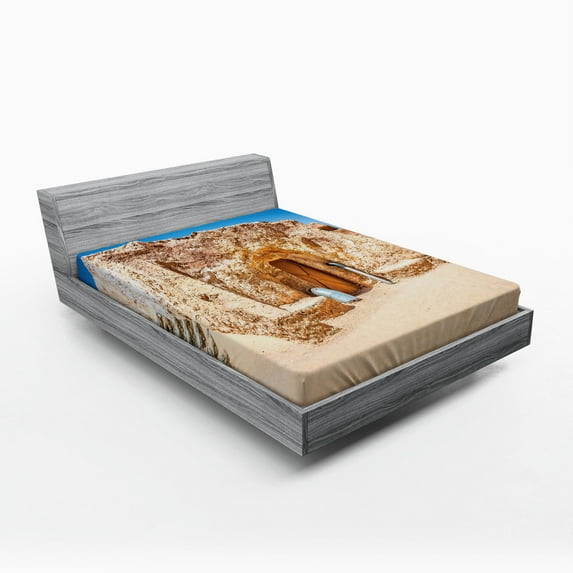 Ambesonne Galaxy Fitted Sheet, Empty Tunisia Film Set, Full Size, Brown Blue